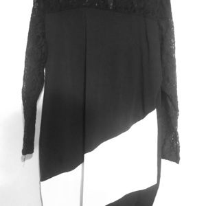 White and black thigh length dress